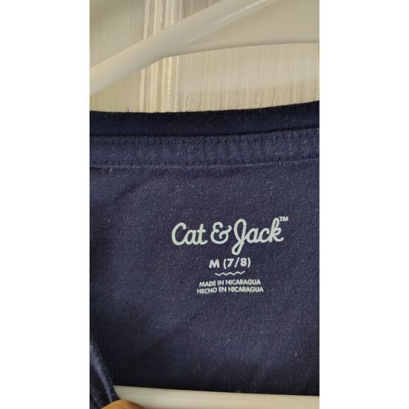 Cat & Jack Kids Girls Medium 7/8 Blue Heart and Star Graphic Long Sleeve T-Shirt - Picture 4 of 4